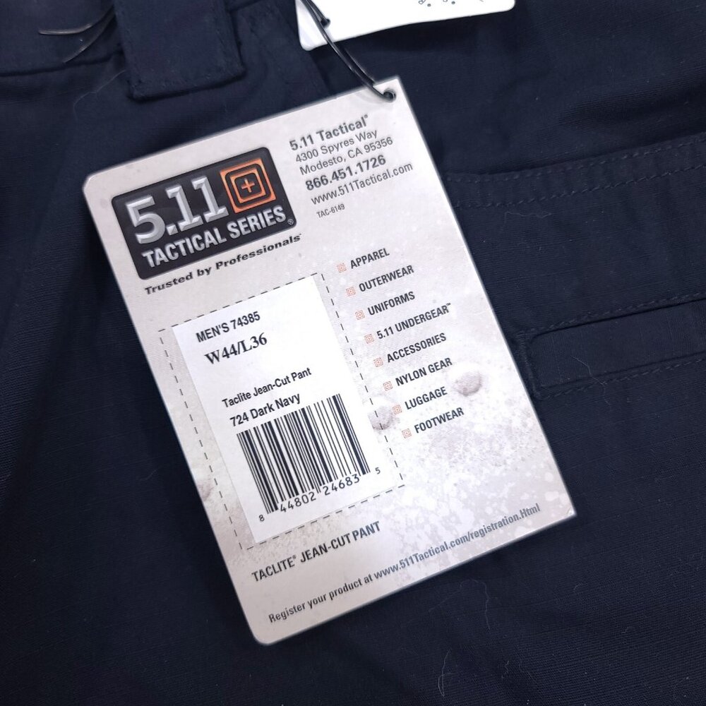 5.11 Tactical Pants Mens 44x36 Navy Taclite Ripstop Jean Cut Mid Rise Straight - Picture 9 of 9